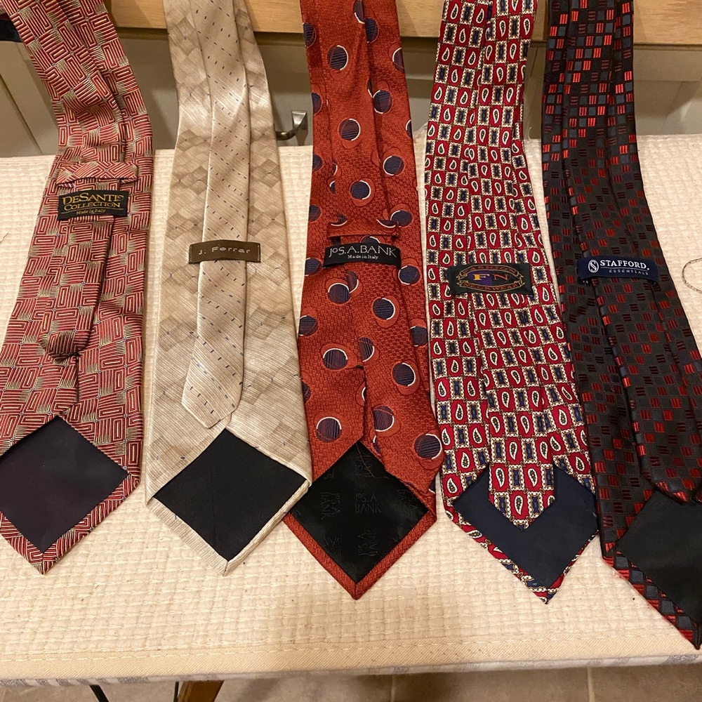 Bundle of 5 Red and Beige Men's Tie Set by Stafford and JOS A. Bank